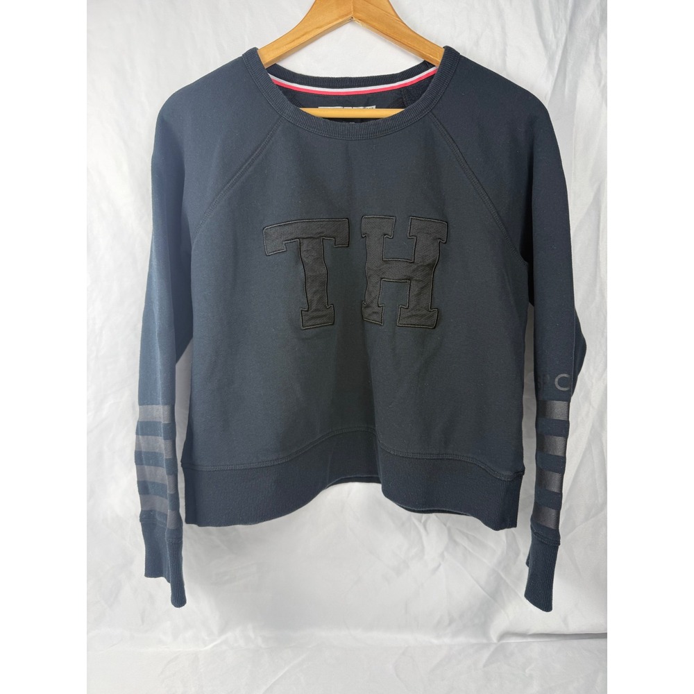 Tommy Hilfiger Sport Womens Navy Blue TH Logo Raglan Sweatshirt Large